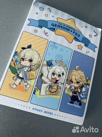 Блокнот с клейкими стиреками genshin impact