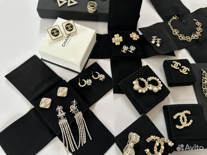 Chanel оригинал серьги колье брошь
