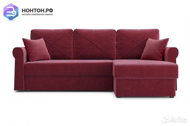 Диван угловой дельфин Лира бордовый