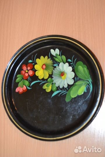 Поднос маленький. Ручная роспись. Жостово. СССР