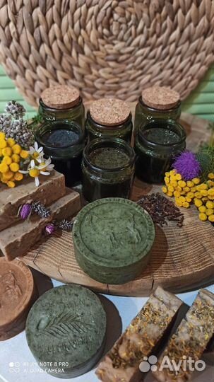 Натуральное мыло на золе, шампуни с травами