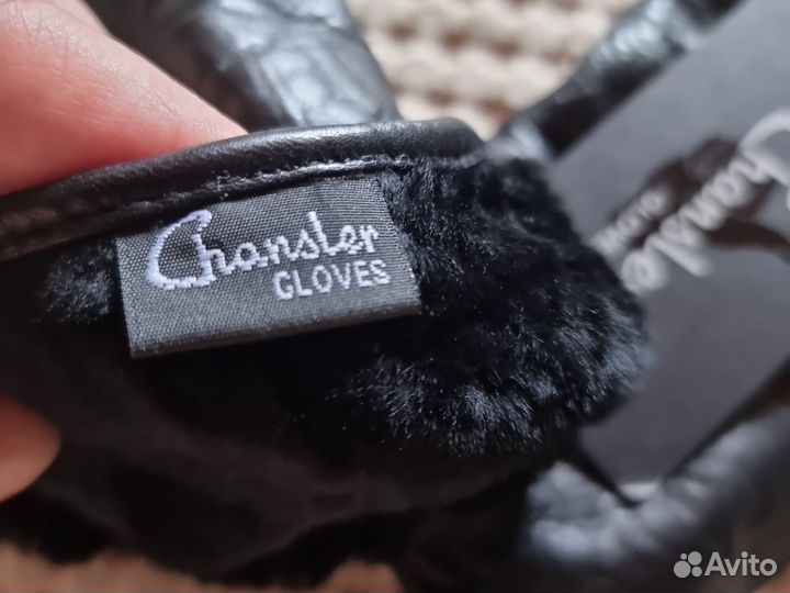 Перчатки женские Chansler 8.5 чёрные кожаные новые