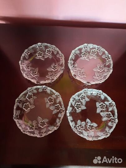 Тарелки, Чешское стекло, набор 4 шт