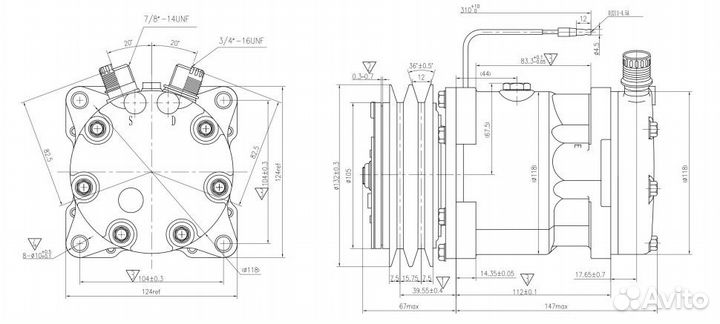 Компрессор ST 7H15 2A 24V O-Ring ST750303