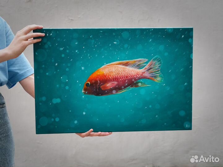 Картина маслом на холсте рыба