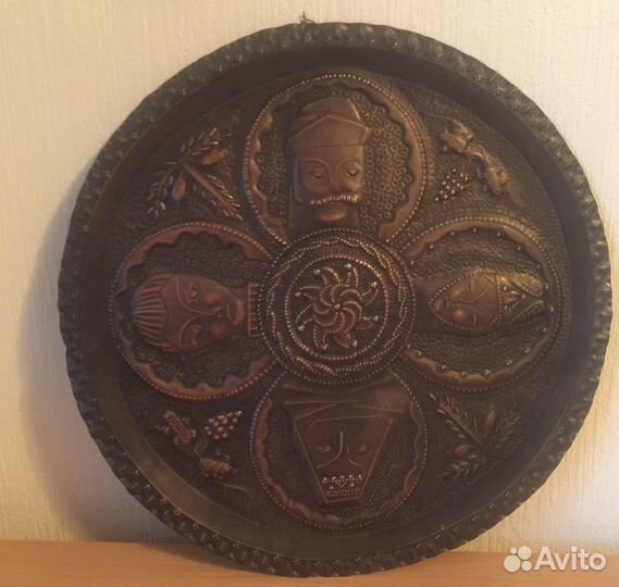 Чеканка по меди и рога для вина СССР