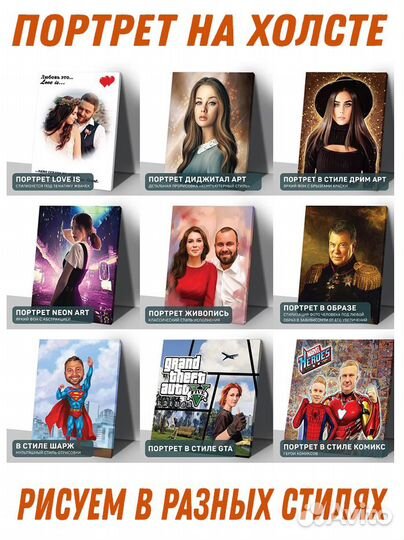 Портрет по фото на холсте