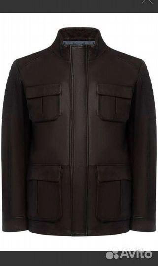 Кожаная куртка мужская коричневая р.54