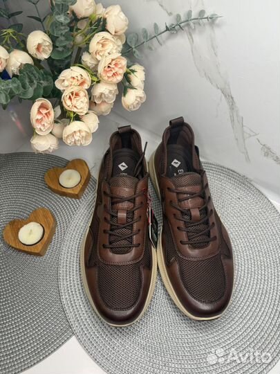 Кроссовки мужские кожаные Новые El Tempo корич
