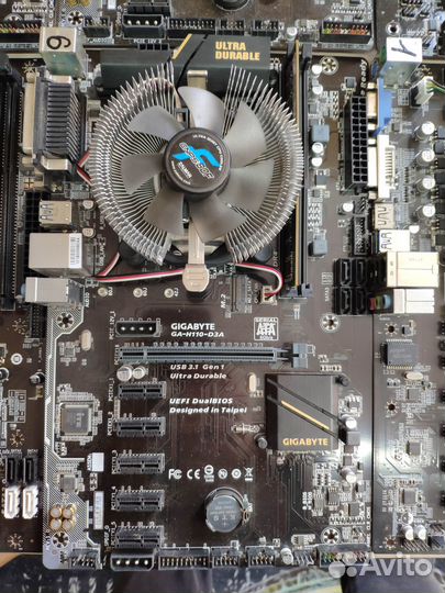 Материнская плата на 6 видеокарт + CPU + озу