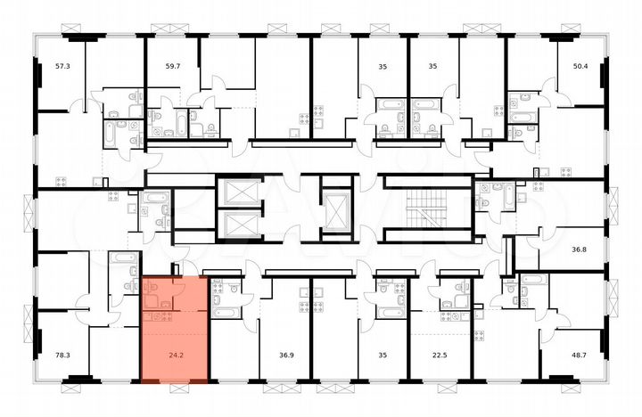 Квартира-студия, 24,2 м², 10/24 эт.