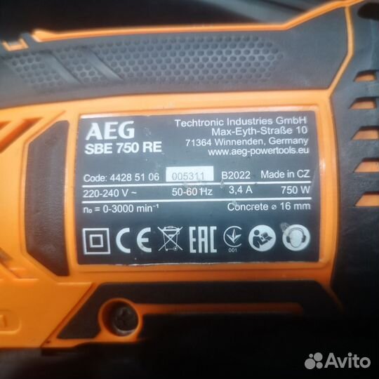 Ударная дрель AEG SBE 750 RE 4935442850