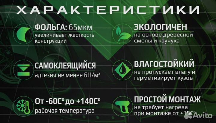 Виброизоляция для авто 2 мм 10 листов