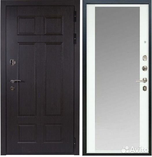 Дверь с зеркалом в белой рамке арс-9