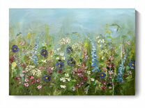 Картина маслом 100х70, поле цветы