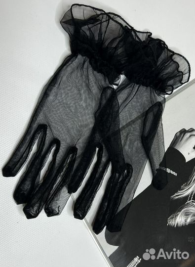 Перчатки прозрачные сетчатые фатиновые