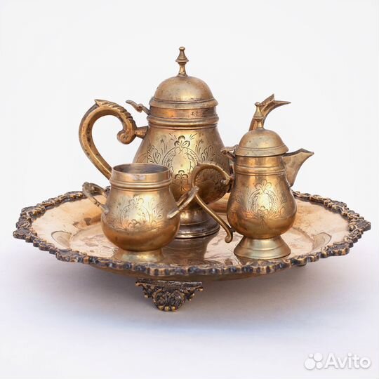 Шикарный антикварный чайный кофейный сервиз