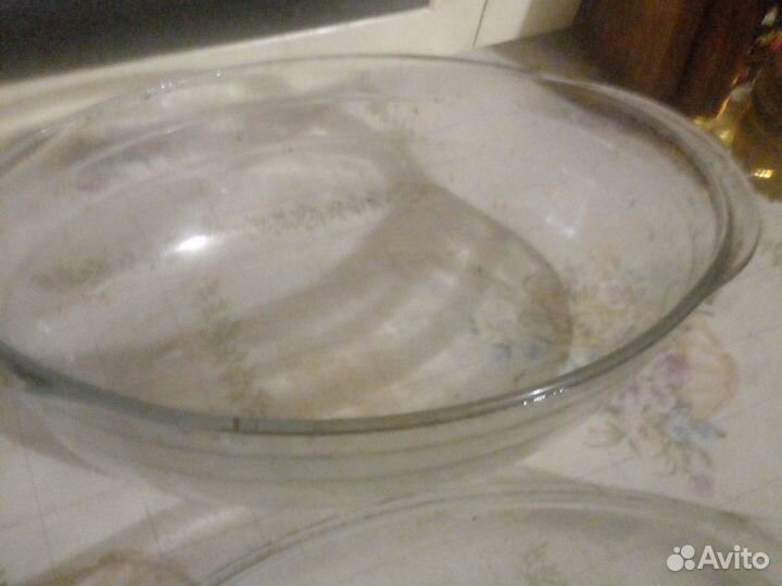 Большая стеклянная утятница для запекания