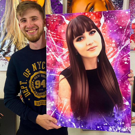 Портрет по фото на холсте