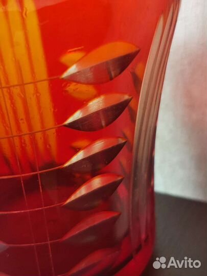 Хрустальный кувшин с крышкой и стаканом СССР