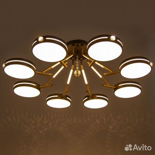 Люстра 'Антеко' 8хLED 208Вт 3000-6000К черно-золот