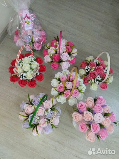 Мыльные цветы в корзинке