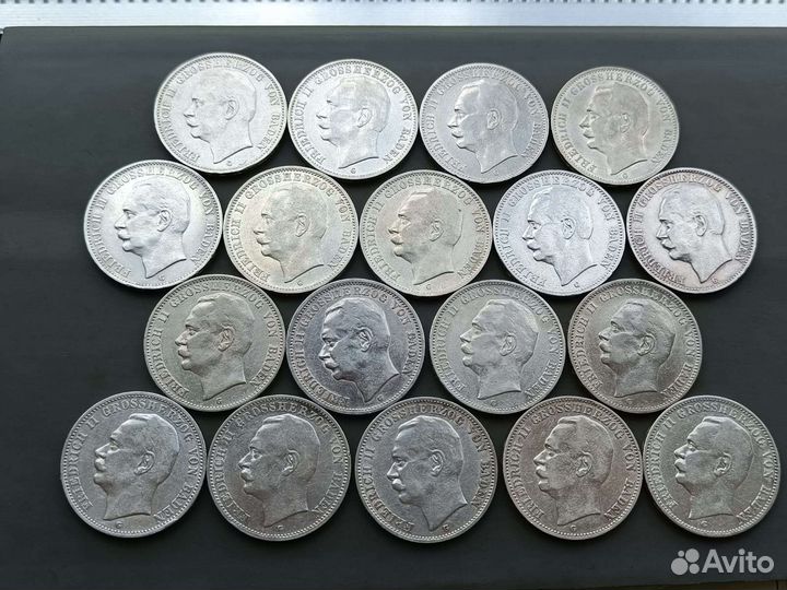 Серебро 3 марки Германская Империя Баден