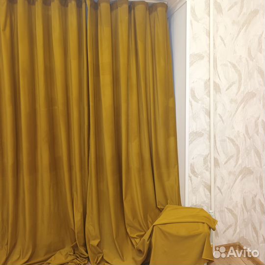 Шторы бархат охра