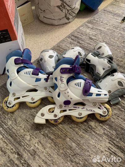 Роликовые коньки детские с защитой