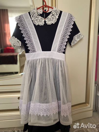 Синее школьное платье