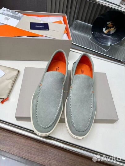 Лоферы мужские Santoni натуральная замша