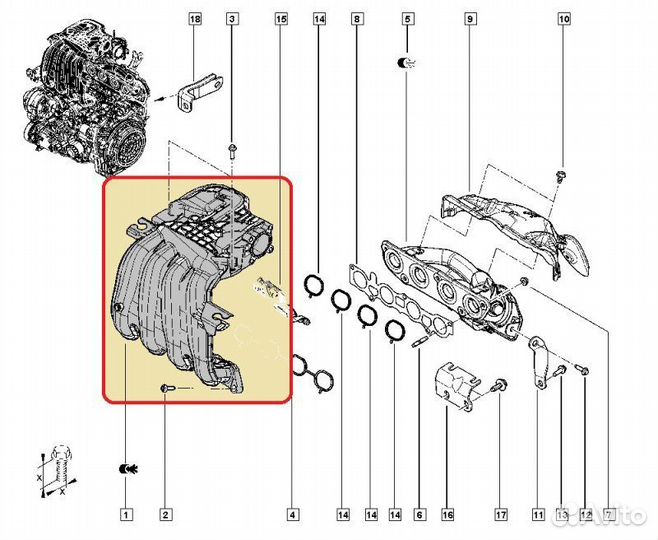 Коллектор впускной Renault Duster полный привод