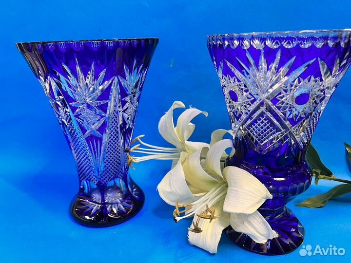 Ваза синий кобальт хрусталь 21 см Нахтман Германия