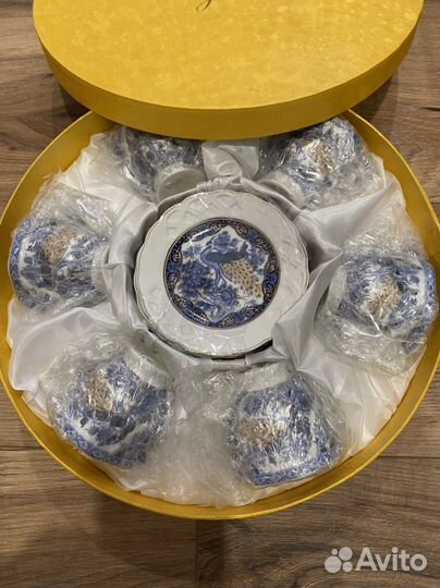 Кофейный сервиз,синий павлин