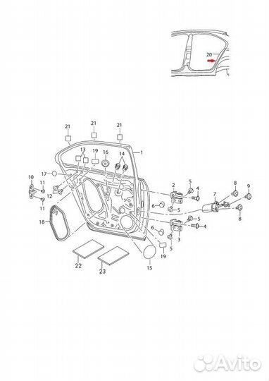 Уплотнитель двери задний левый Skoda Rapid cfna