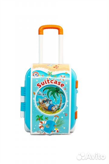 Чемодан лазурный «Кот на отдыхе»