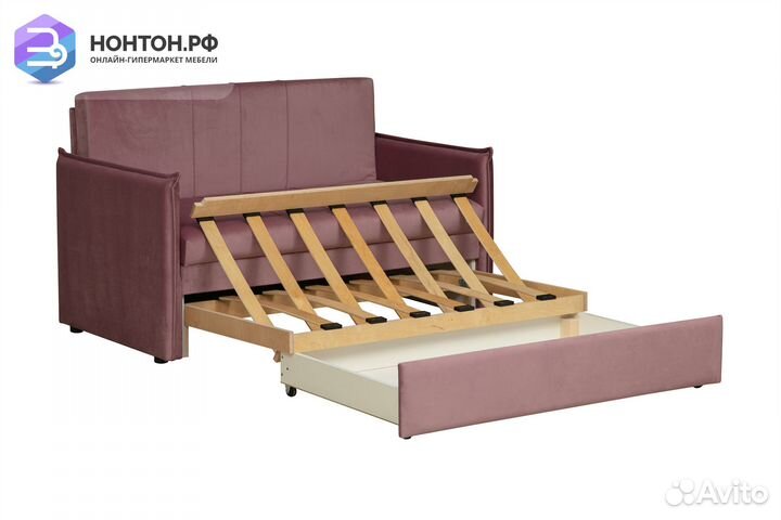 Диван выкатной Дэнди розовый / серый