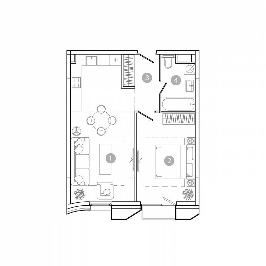 2-к. квартира, 46 м², 4/21 эт.