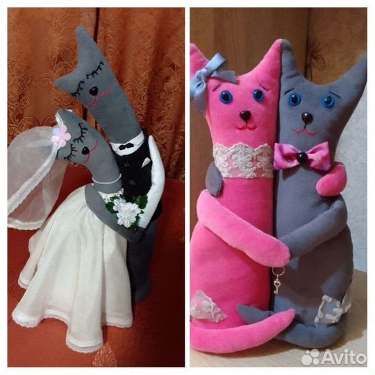 Свадебные коты, котики - неразлучники текстильные