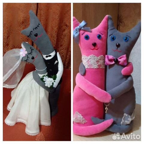 Свадебные коты, котики - неразлучники текстильные