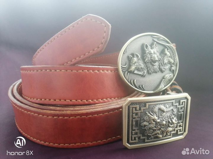 Мужской кожаный ремень ручной работы