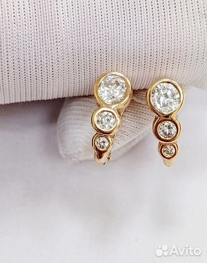 Серьги с синтетическим камнем Золото