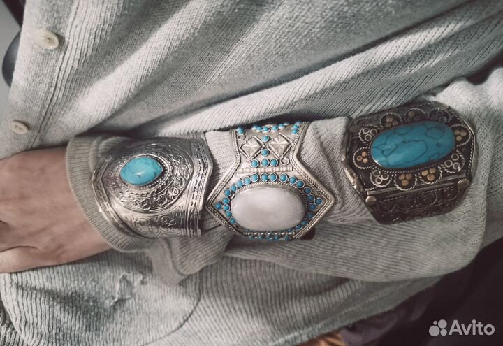 Браслет кофр каф с камнем бохо хиппи этно готика