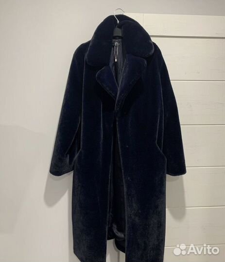 Шуба темно синяя тренд