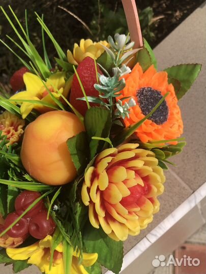 Букет цветы и фрукты из мыла ручной работы