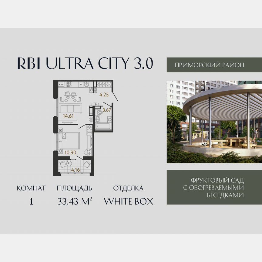 1-к. квартира, 33,4 м², 5/17 эт.