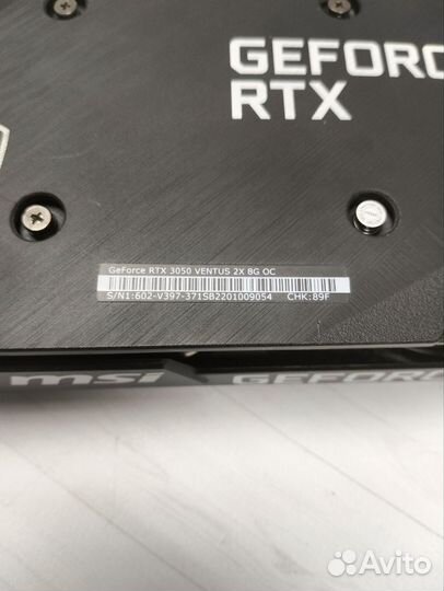 Видеокарта MSI GeForce RTX 3050 ventus 2X OC