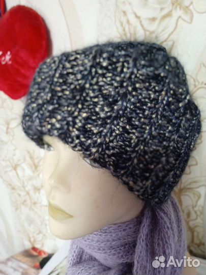 Шапочка с двойным отворотом вязаная