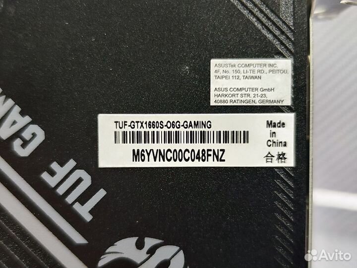 Видеокарта 6 GB Asus GeForce GTX 1660 Super TUF