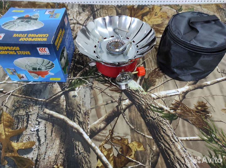 Плитка газовая походная ветрозащитная с чехлом